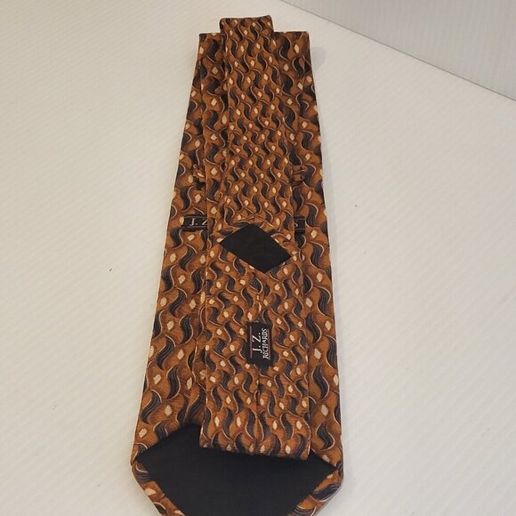 JZ Richards Silk Tie Premium Orange & Dark Blue Paisley USA Classic 3 3/4" x 58" - Picture 6 of 8